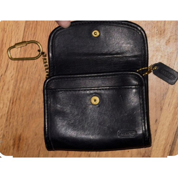 Rare Vintage Coach Quiet Luxury Rich Black Leather Purse Wallet Brass Keyring - Picture 8 of 13